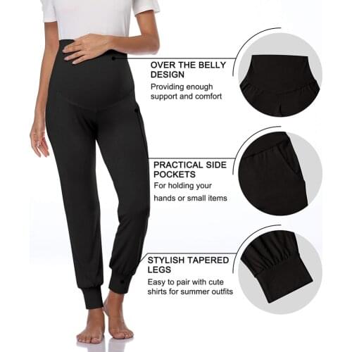 Pregnant Women Maternity Pants Solid Color Female Stretchy Pregnancy Trousers Soft Cotton Pants High Waist Clothes