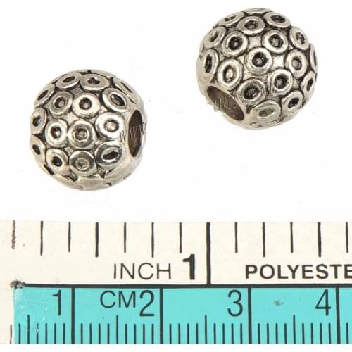 Beads 14mm Charms Bracelets DIY Round Large 5mm Hole Solid Ball Antique Silver Metal Accessory Supplie Jewelry Components 10pcs