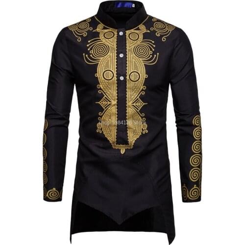 Black Uomo Hommes Kaftan Musulman Kurta Indian Muslim Clothing European Style Muslim Shirt Man Gilding Long Sleeve Novelty Tops