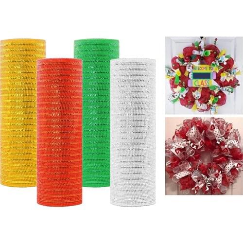Mesh Ribbon Deco Mesh Deco Poly Mesh Ribbon 10 inch x 30 feet Metallic Roll 4 Colors for Wreaths, Swags and Decorating