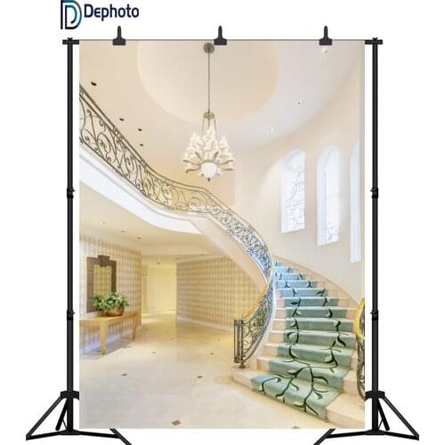 DePhoto Indoor Stairs photography Backgrounds Carpet Chandelier luxury Wedding Photo Backdrops Backgrounds For Photo Studio