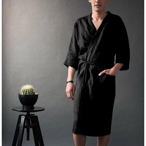 Plus Size 4XL Man Casual Robe Sleeprobe Solid Long Kimono Gown Nightwear Comfortable Women Sleepwea Bathrobe Home Clothing