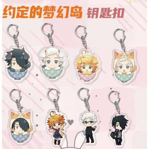 Anime The Promised Neverland Bag Pendants Keychain Cartoon Figure Yakusoku No Neverland Acrylic Car Key Chains Keyring Purses