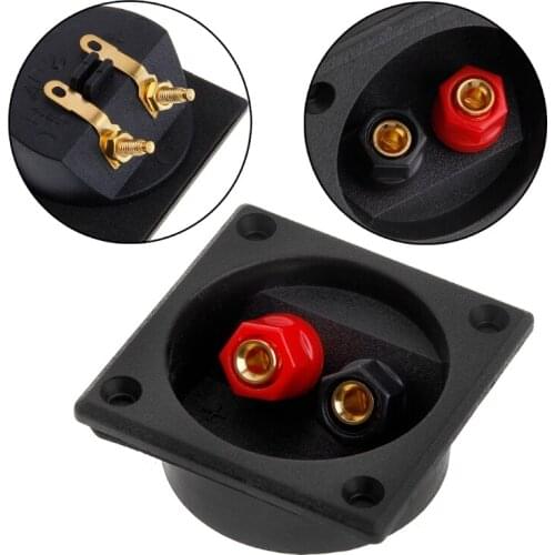 Square Shape Double Binding Post Type Speaker Box Terminal Cup Black And Red