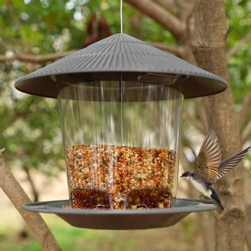 Bird Feeder Panorama Bird Feeder Hanging Wild Bird Feeder Round Shaped Roof for Gazebo Outside Garden Yard Decoration
