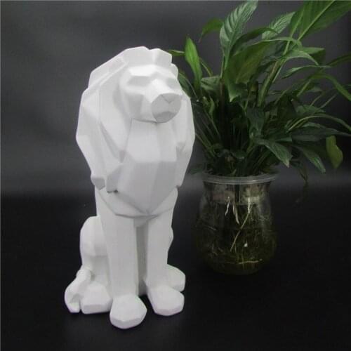 CREATIVE LION RESIN STATUE ABSTRACT BLACK WHITE LION ANIMAL POWER FIGURINE SCULPTURE HOME DECORATIONS ATTIC ORNAMENTS GIFT R4779