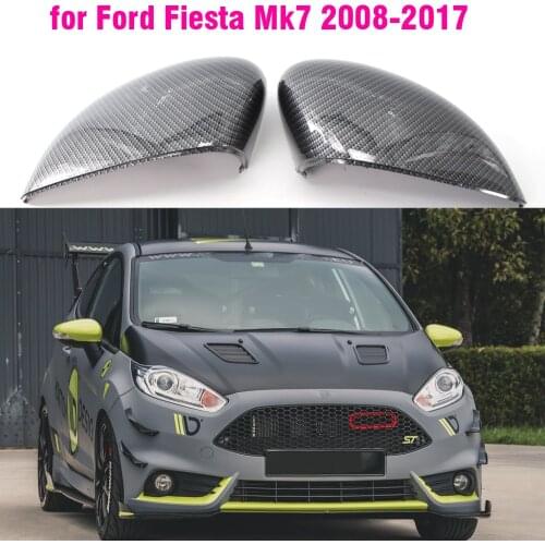Carbon Fiber Bright black Side Rearview Mirror Cover For Ford Fiesta 7 VII MK7 2010 2011 2012 2013 2014 2015 2016 2017