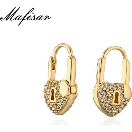 Mafisar Fashion Bohemian Design Heart Lock Hoop Earrings For Women Gold Color Female Party Jewelry Femme Brinco