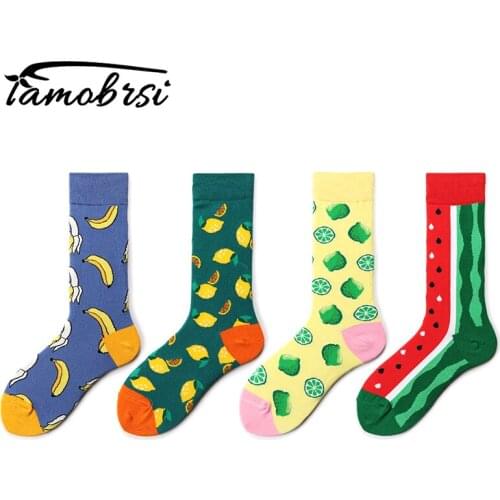 Fashion Fruit Creative Pattern Watermelon Short Cool Crazy Lemon Socks Women Men Socks Cotton Happy Funny Casual Socks Famale