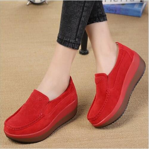 2021 Spring Autumn Women Flats Platform Loafers Ladies Work Genuine Leather Comfort Soft Moccasins Nursing Slip On Casual Shoes