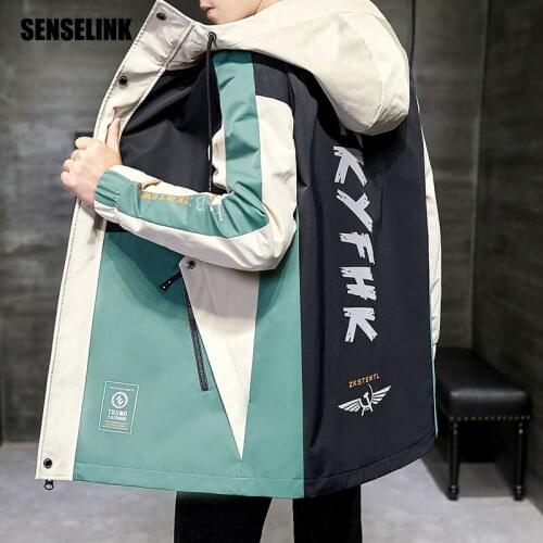 Mens New Casual Jacket 2020 Long Trench Coat Windproof Warm Autumn And Winter Windbreaker Korean Plus Velvet Thick Fashion 5XL