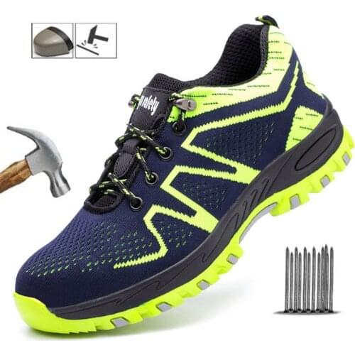 Mens Work Safety Boot Indestructible Male Boots Puncture Proof Steel Toe Safety Shoes Summer Breathable Mesh Work Shoes