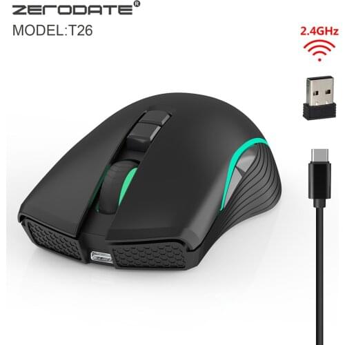 2.4G Wireless TYPE-C Fast Charge Mice 2400DPI 7 Keys Eergonomic Optical RGB Light Gaming Mouse for PC Laptop