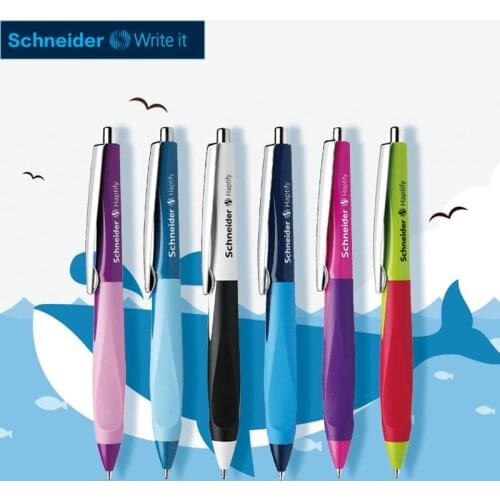 Set of German Schneider Dolphin Haptify Smooth Gel Pen Black 0.4mm Press Signature Pen +3pcs 735F 39 Press Type Universal Refill