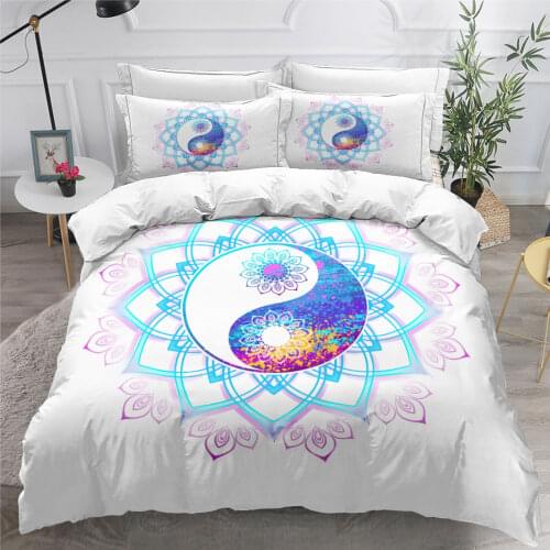 3D Duvet Cover Sets Quilt Covers Comforter Case Set Bedding King Queen Twin Double Single Size Bed Linen Yin Ying 240*220cm