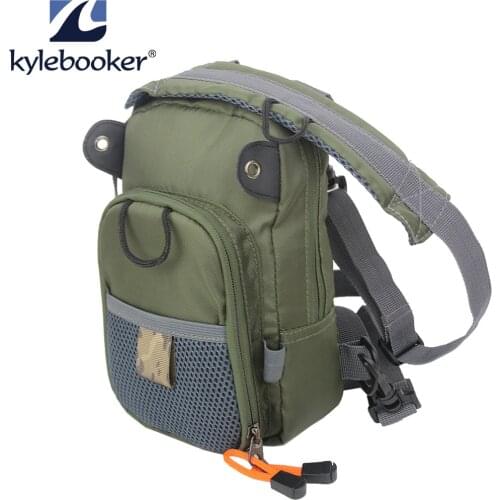 Fly Fishing Chest Waist Pack Bag Lightweight Comfortable Adjustable Compact Bag for Fishermen 2 Layers Army Green