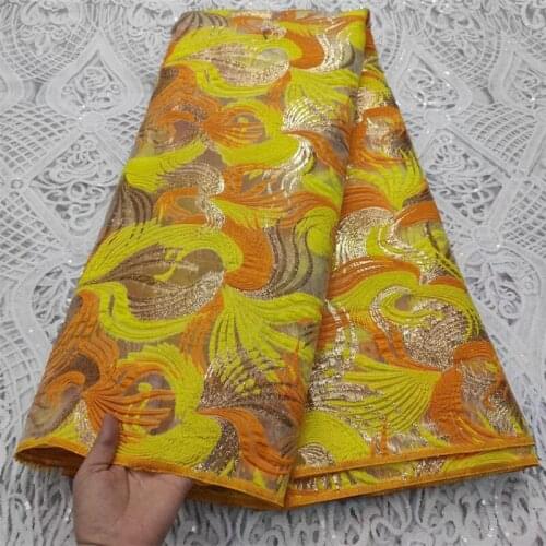 Latest Yellow Brocade Jacquard Lace Fabric French Tulle Lace Fabric 2020 High Quality African Nigeria Lace Fabric For Dress