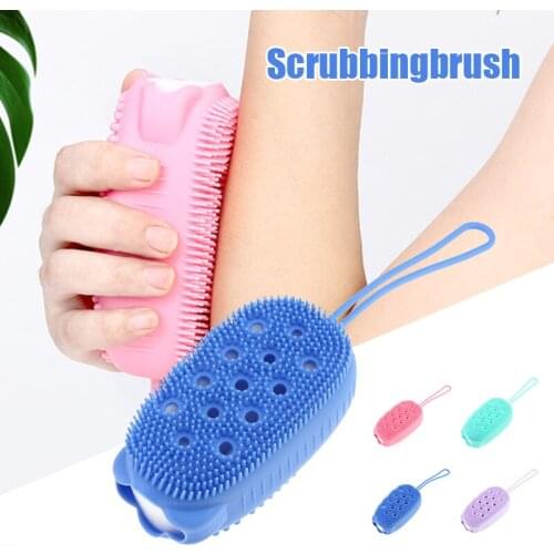 2pcs Exfoliating Silicone Body Scrubber Double-Sided Bath or Shower Body Brush Silicone Loofah with Built-in Sponge M2