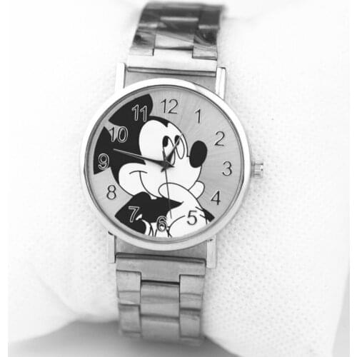 Hot Mickey Mouse Brand Women Watch Stylish Stainless Steel Mesh Watch Casual Quartz Watch Girl Gift Relogio Masculino Men Watch