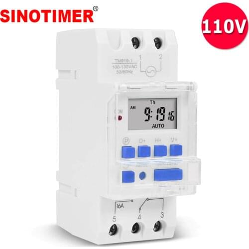 SINOTIMER Din Rail Mount Programmable Digital Electronic Timer Switch Relay Time Control 110V 120V AC 16A