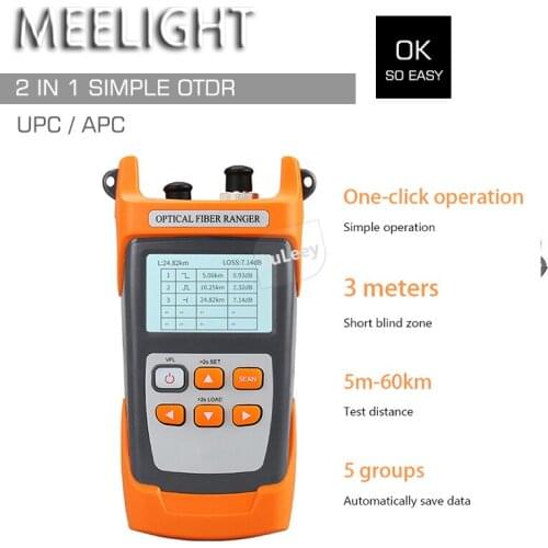 Simple OTDR 2in1 VFL optical time domain mirror exchangeable battery fiber optic cable obstacle detector breakpoint FC SC orange