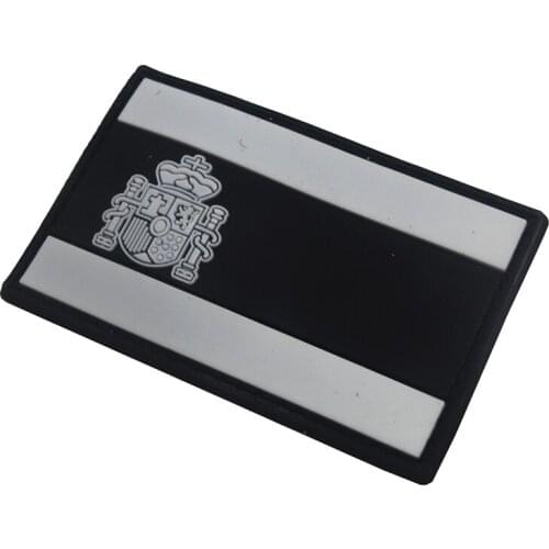 PVC Spain Flag Sticker Waterproof Patch Tactical Outdoor Shoulder Stickers Armband Stickers Clothes Backpack Hat White Luminous