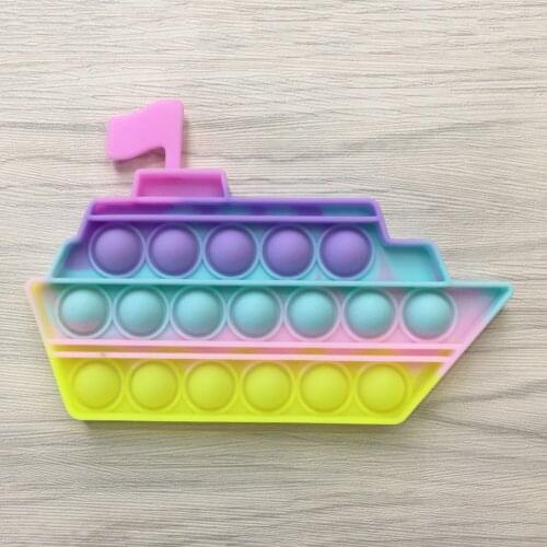 Rocket Boat Push Fidget Bubble Sensory Toy For Kids Silicone Squeeze Stress Relief Anti-Anxiety Tools Novelty Toy Gift to Relax