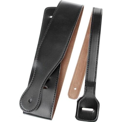 Adjustable Soft PU Leather Thick Strap For Electric Acoustic Guitar Bass Black