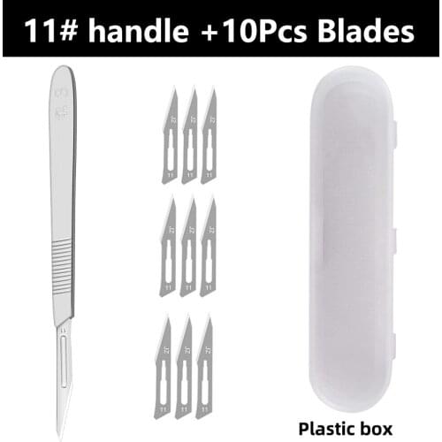 Carbon Steel Carving Metal Scalpel Blades Medical Cutting Handel Scalpel Knife PCB Repair Storage Box Blade 11# 23