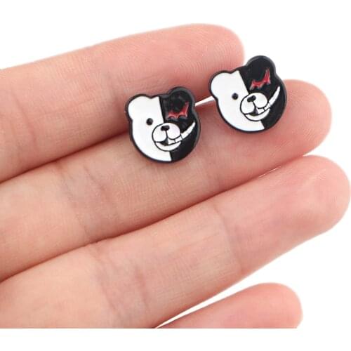 DZ956 Cartoon Anime Game Danganronpa Earring for women Stainless steel Earring Enamel Art Stud Earrings Gifts Girl