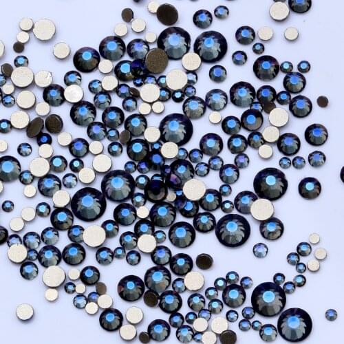 Gray Rainbow Many Size Non Hotfix Gold Bottom Crystal Rhinestones Glass Glue On For Wedding Dresses DIY Nail Art Decorations