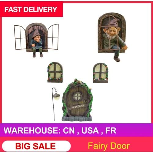 Fairy Doors And Windows Of Trees Garden Sculpture Garden Decoration Outdoor Jardineria Decoracion Sculptures Glow In The Dark