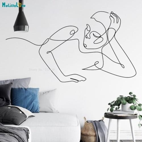 Sleeping Beauty Wall Vinyl Decals Line Home Interior Bedroom Decoration Living Room Art Design Self-adhesive Stickers YT5290