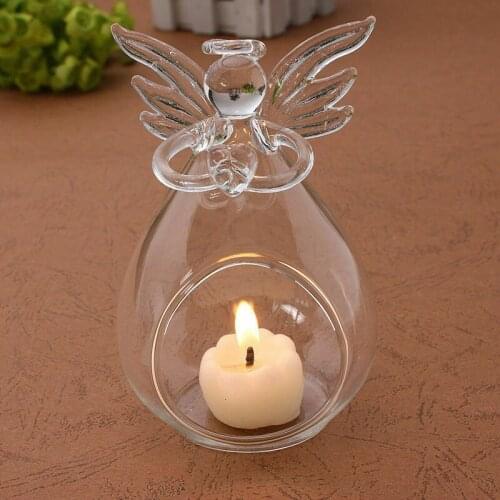 Cute Hollow Glass Angel Tea Light Candle Holder Garden Night Wedding Outdoor Home Room Family Decor
