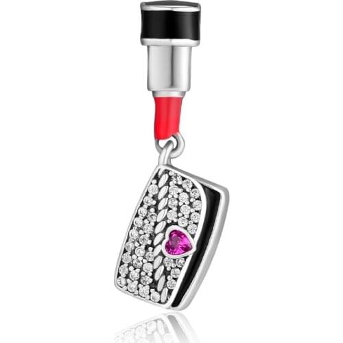 CKK 925 Sterling Silver Clutch Bag Dangle Lipstick Charms Fit Pandora Bracelet Bead Jewelry encanto plata boucles d oreille femm