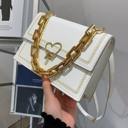 Fashion casual ladies one-shoulder messenger bag net red small bag2021new thick chain portable female bag personality square bag