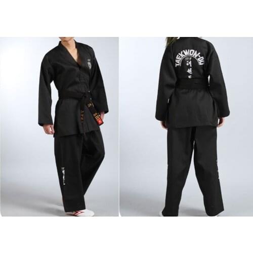 Unisex high quality ITF black embroidery taekwondo suits TKD taekwondo uniforms costumes Tae kwon do clothing