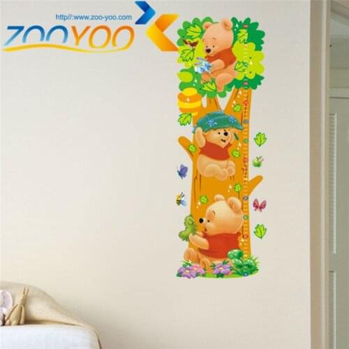 Winnie The Pooh Bear Growth Chart Wall Stickers For Kids Room Home Decoration Diy Adesivo De Parede Animal Tree Wall Decals Art