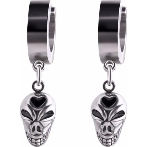 Hoop Earrings Charm Pendant Earring Hoop with Skull Pendant Earring Jewelry Gift for Women Ear Piercing 1 Pair