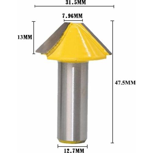 1pc 12mm 1/2 Solid Carbide V Shape Tenon Cutting Bits Knife Flat-bottomed Milling Cutters Router Bit for Wood Door Window 03150