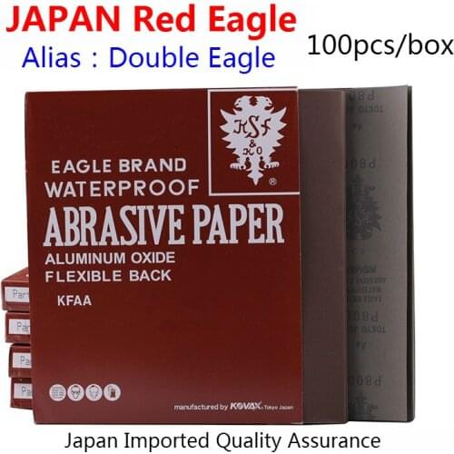 100pcs Imported Japanese Red Eagle Japan Double Eagle Sandpaper Dry and Wet Two Sandpaper Mould Polishing Sandpaper 120#-2000