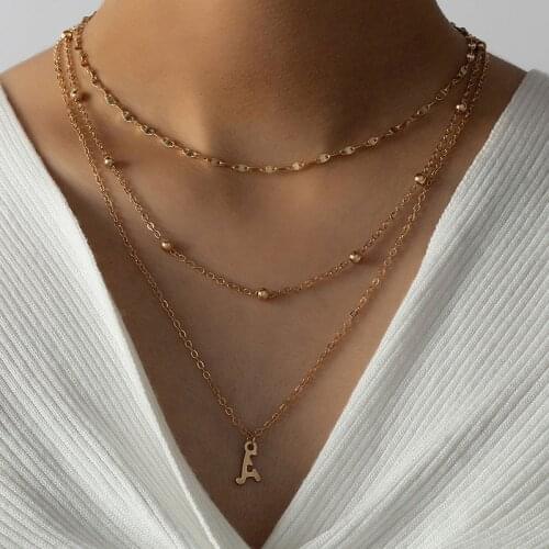 2022 Ins Gold Double Layers A M Letter Alphabet A-Z Initial Multi-layers Pendant Necklaces Trendy Korean Fashion Party Jewelry
