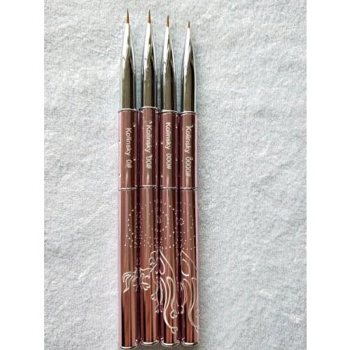 2020 New Nail Art #0#00#000#0000 4Pcs/Set Drawing Brush Painting And Dotting Tool Pen 100% Kolinsky Hair Sable Pink Metal Handle