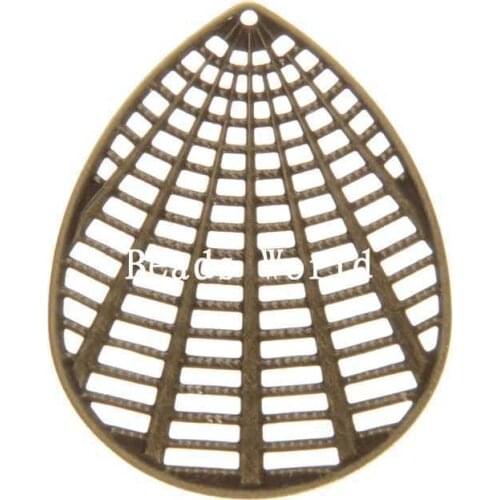 Wholesale Best Quality 50 Pcs Bronze Tone Filigree Oval Connector Embellishments Jewelry Findings 50x36mm(W04914)