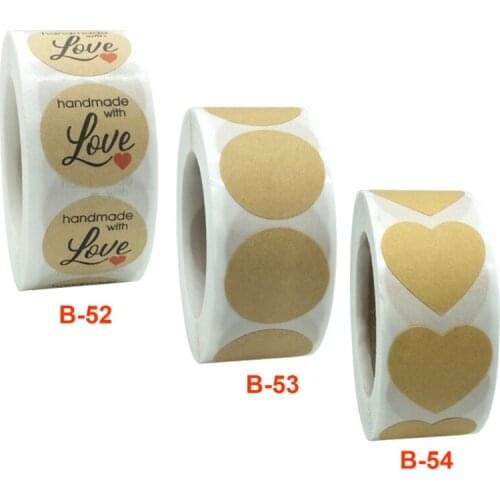 5000pcs 25mm Kraft stickers LOVE Heart cowhide blank sticker label Round paper diy package gift wholesale