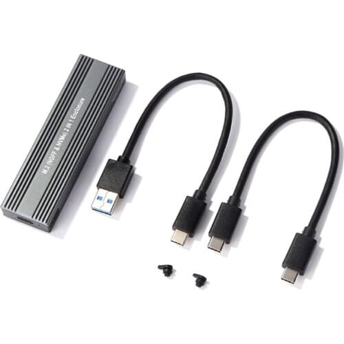 M.2 to USB 3.1 SSD Case Dual Protocol M.2 NVME SATA M2 SSD Adapter for 2230 2242 2260 2280 NVMe/SATA M.2 SSD