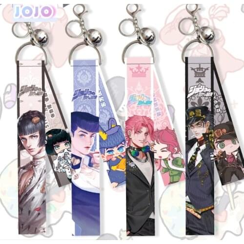 JoJo Bizarre Adventu Cosplay Keychain Stardust Crusaders Giorno Cute Cartoon Key Chain Backpack Pendant Car Keyrings Fans Gift