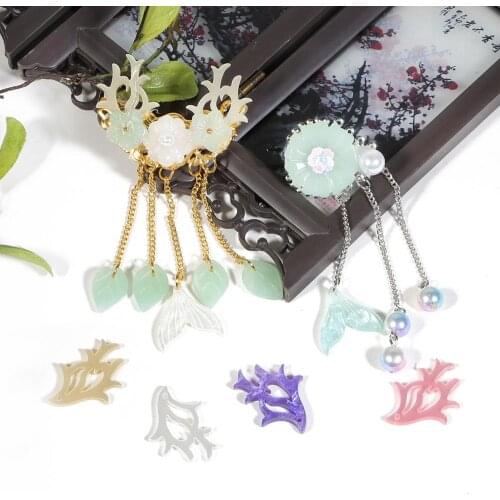 Wholesale 10Pcs Of Vinyl Acetate Imitation Shell Antler Spacer Beads For Jewelry Making Hairpin Earrings Bracelet Accessories