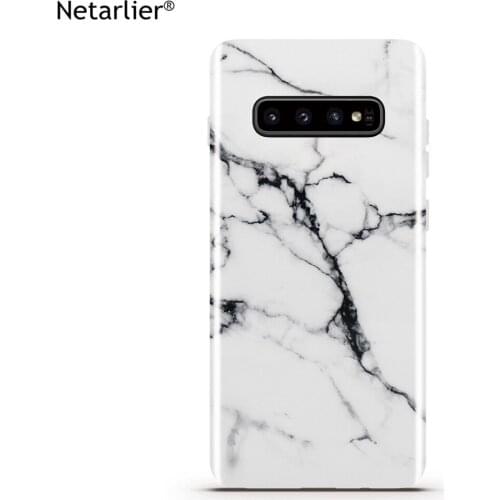Netarlier Fitted Case For Samsung Galaxy S10 Plus S10e White Black Cracked Marble Glossy IMD Phone Cover Capa Funda