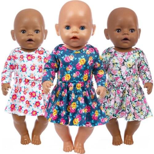 Flower Dress Fit 17 inch 43cm Doll Clothes Born Baby Doll Accessories Suit For Baby Birthday Festival Gift